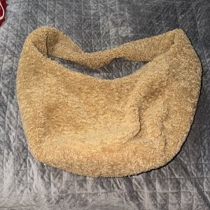 Anthropologie Cozy Tan Teddy Shoulder Bag